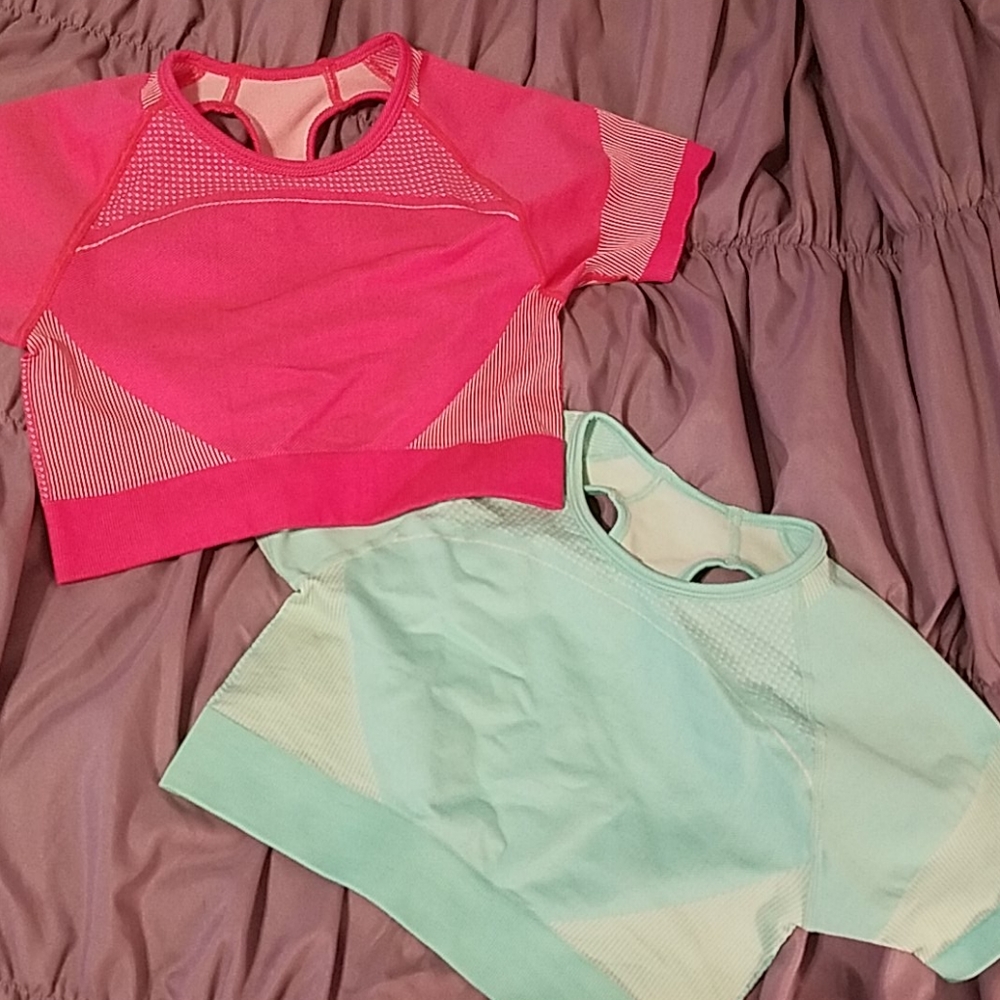 2 seamless workout tops /cropped